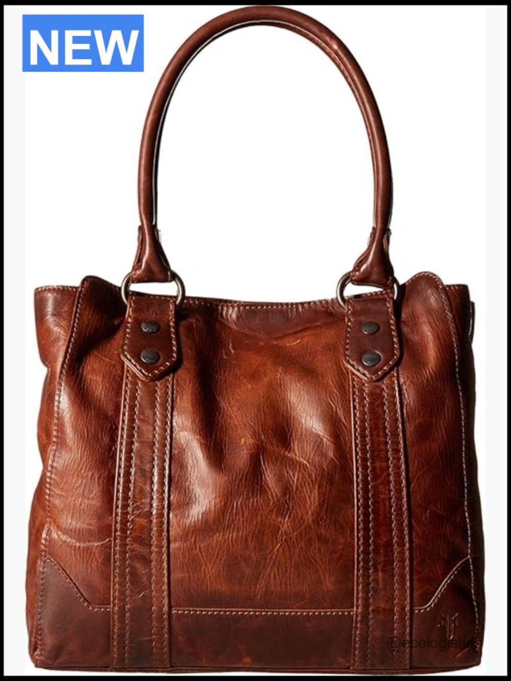 Italian Leather Tote With 3 Compartments & Shoulder Strap